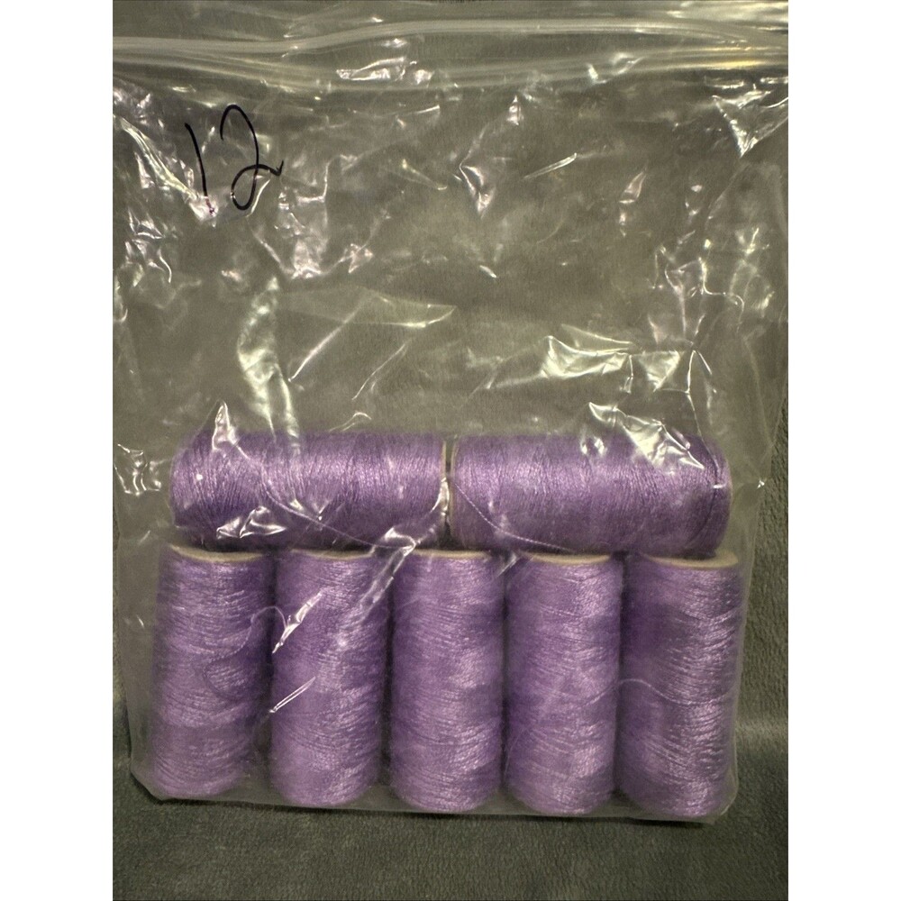 Vintage 80s 7 pc Punch Embroidery Thread Clarke's Purple Bag 12